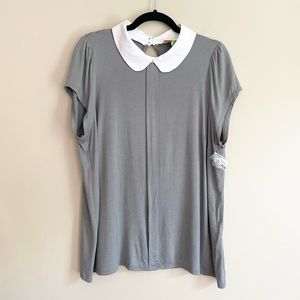 Modcloth Gray Tee with White Peter Pan Collar